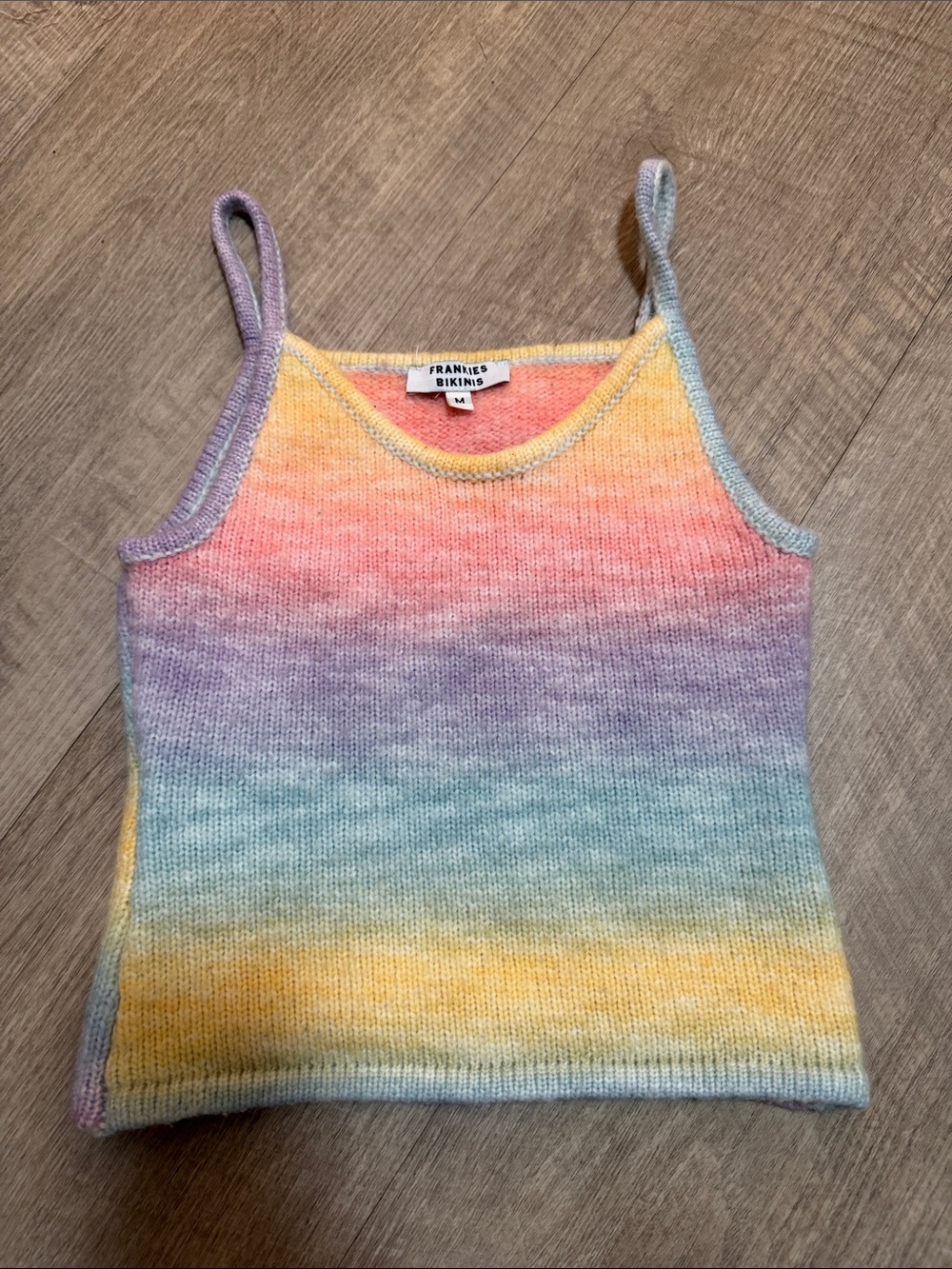 FRANKIES BIKINIS Rainbow Ombre Knit Tank Top